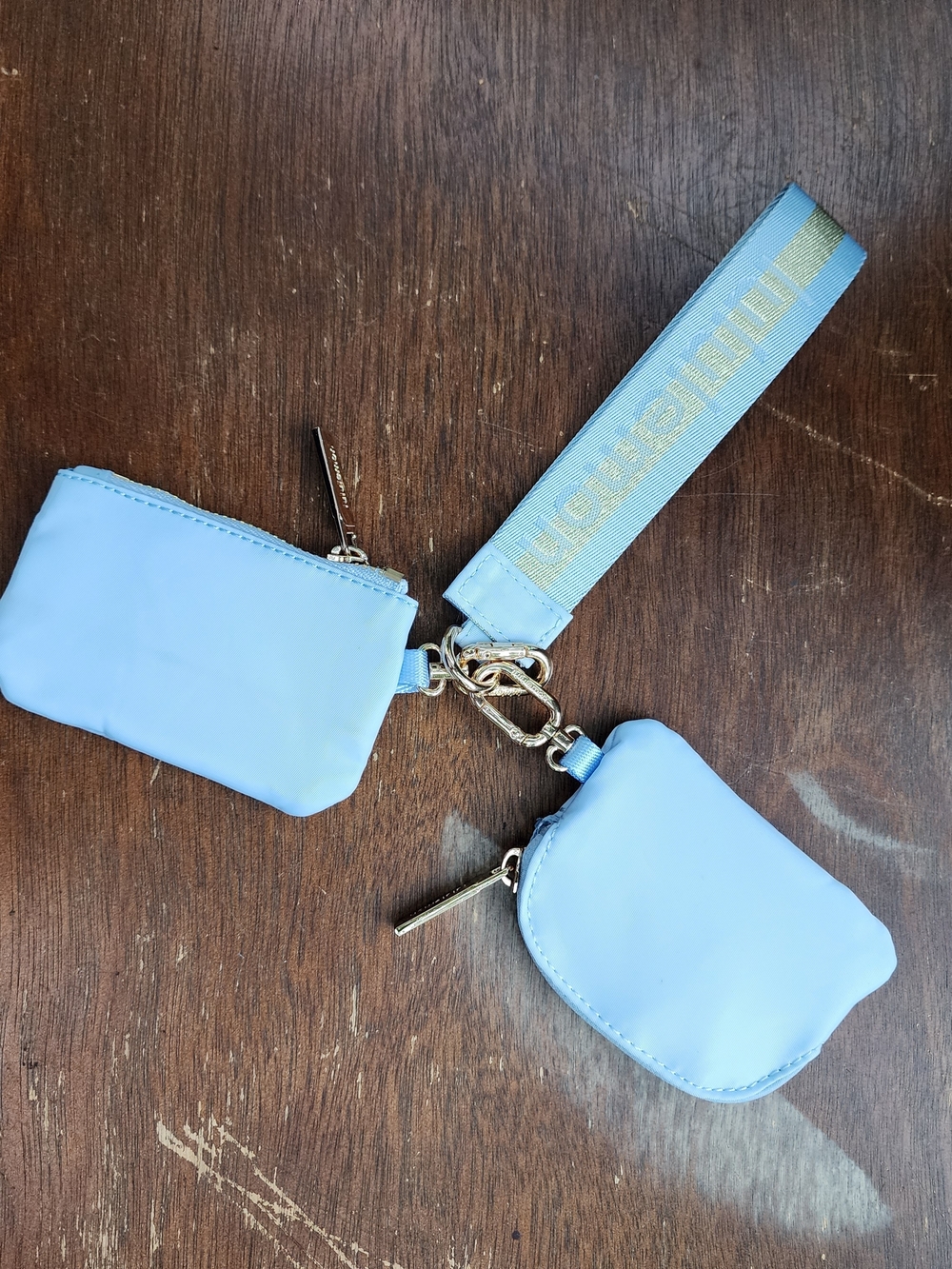 Lululemon Dual Pouch Wristlet Powder Blue Utility Wordmark Keychain Wallet - Picture 6 of 12